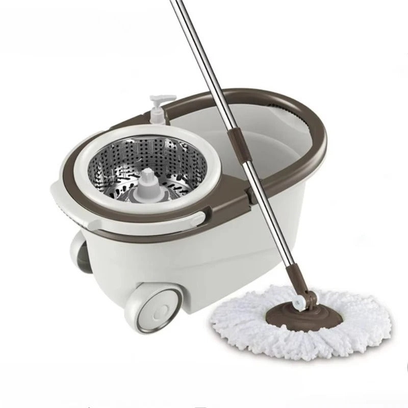 Primo Magic Spin Mop with Wheeler – 360° Microfiber Head with Wheels Bucket