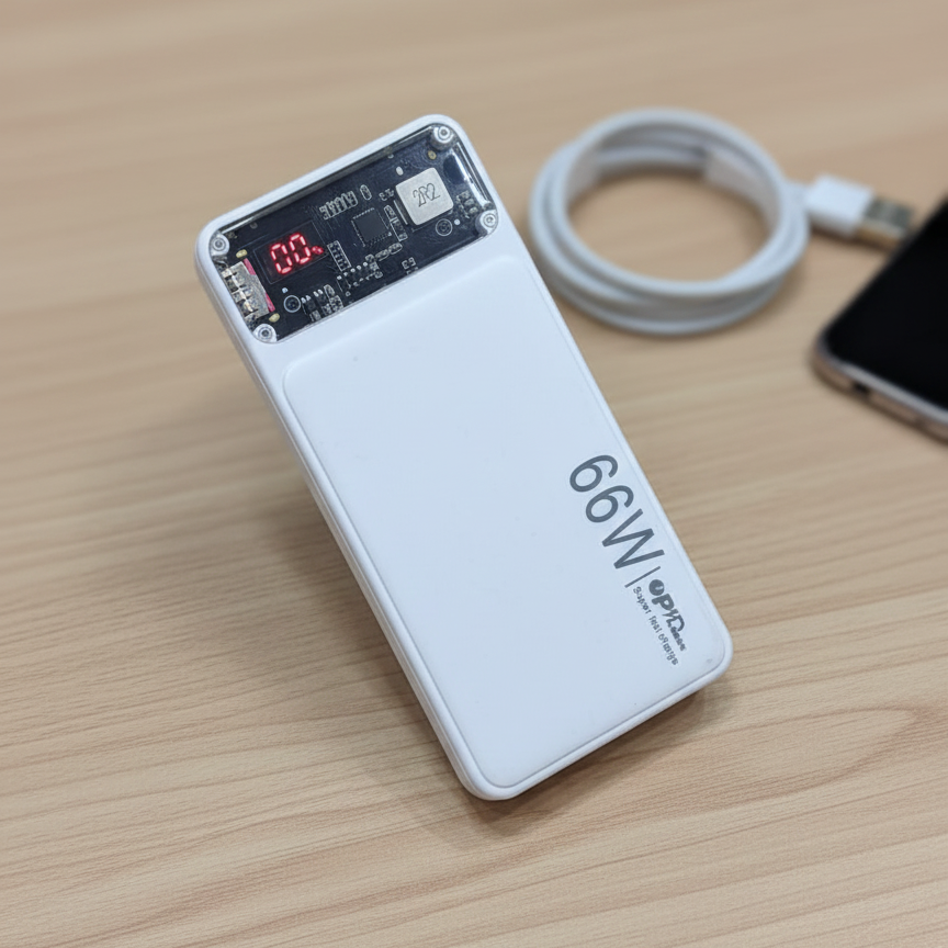 66W Transparent Digital Display Power Bank 20,000mAh Ultra-Fast Charge